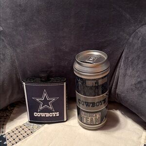 Dallas Cowboys Flask and Can Coin Bank Set